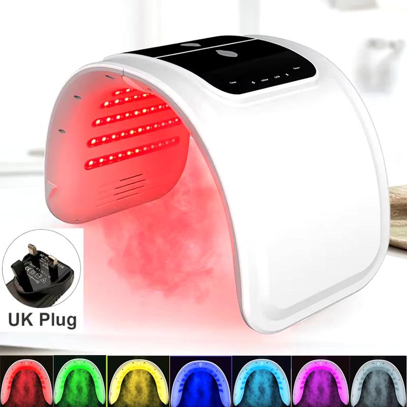 Light Therapy PDT LED Facial Mask with 7 Color Options and Nano Spray for Skin Rejuvenation and Anti-Aging Treatment