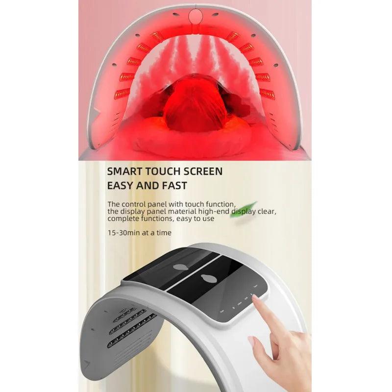 Light Therapy PDT LED Facial Mask with 7 Color Options and Nano Spray for Skin Rejuvenation and Anti-Aging Treatment