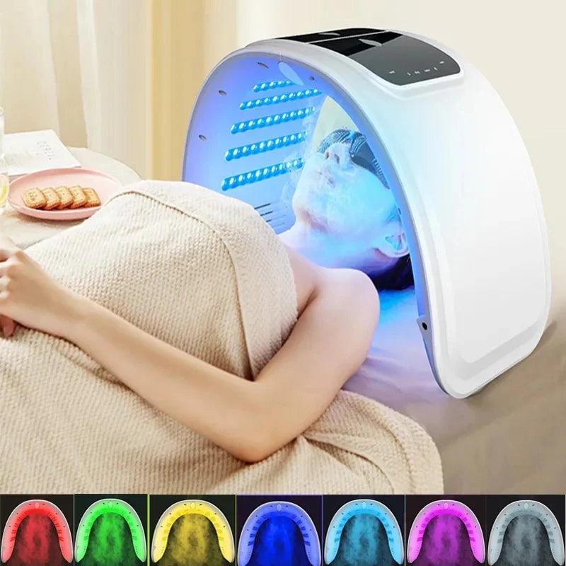 Light Therapy PDT LED Facial Mask with 7 Color Options and Nano Spray for Skin Rejuvenation and Anti-Aging Treatment