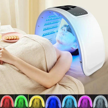 Light Therapy PDT LED Facial Mask with 7 Color Options and Nano Spray for Skin Rejuvenation and Anti-Aging Treatment