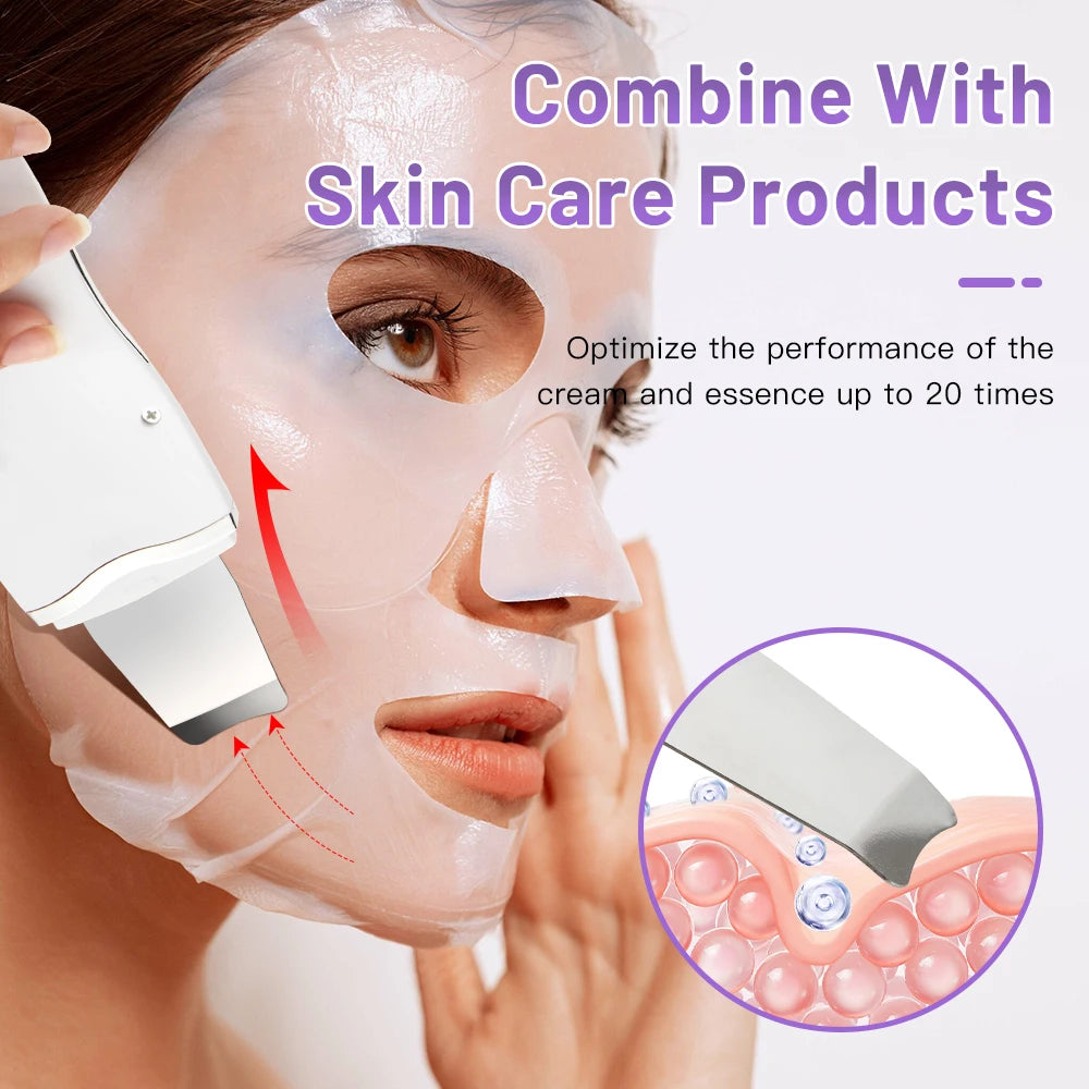 Electric Ultrasonic Skin Scrubber Vibration Face Spatula Peeling Blackhead Remover Facial Lifting Cleansing Ultrasonic Skin Care