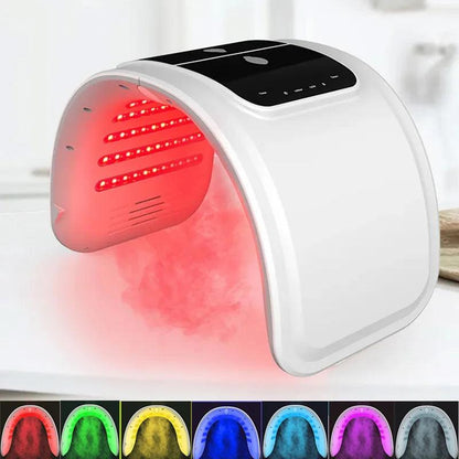 Light Therapy PDT LED Facial Mask with 7 Color Options and Nano Spray for Skin Rejuvenation and Anti-Aging Treatment