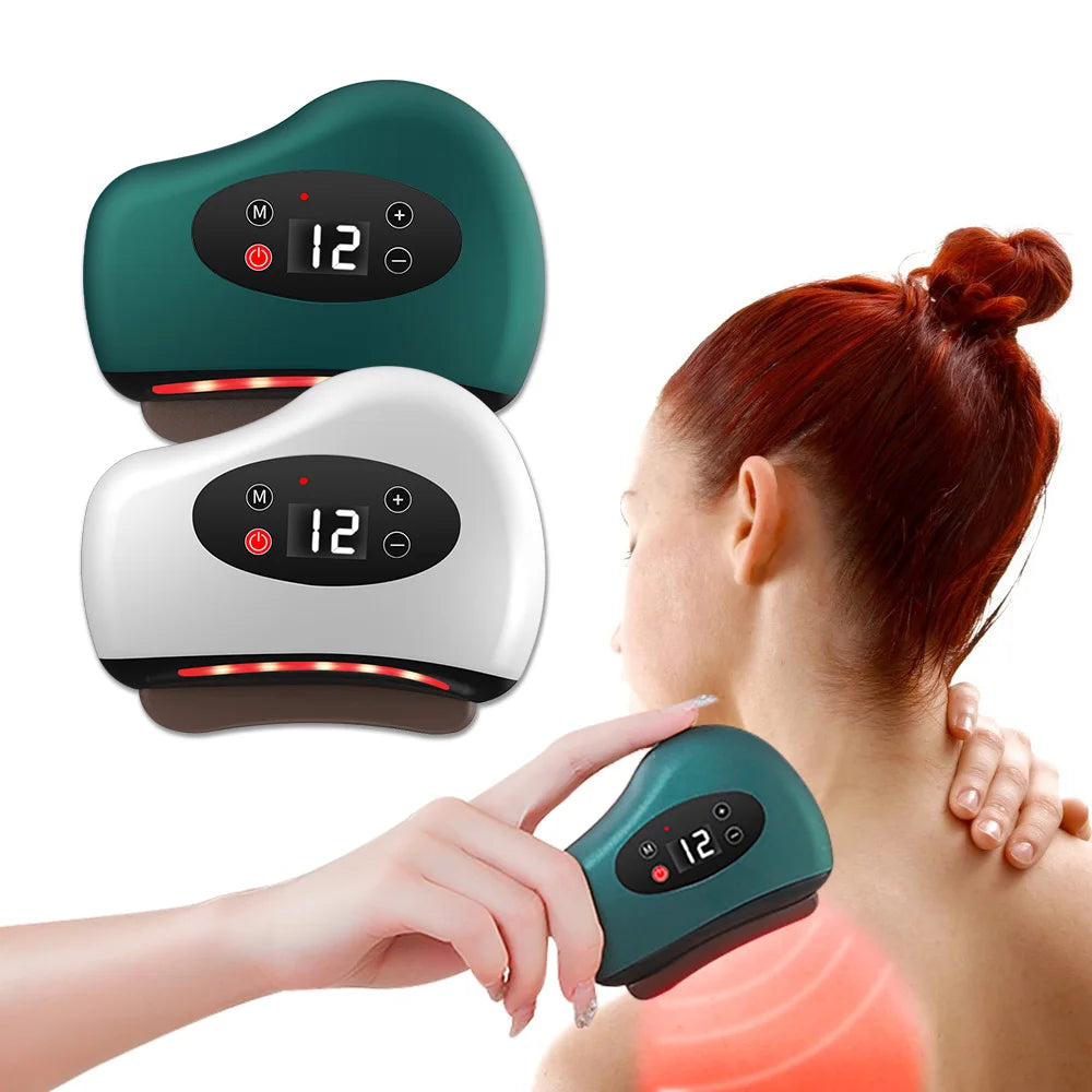 USB Electric Guasha Massager Hot Stone Heating Vibration Scraping Board Neck Back Massage Face Skin Gua Sha Facial Lifting Tools