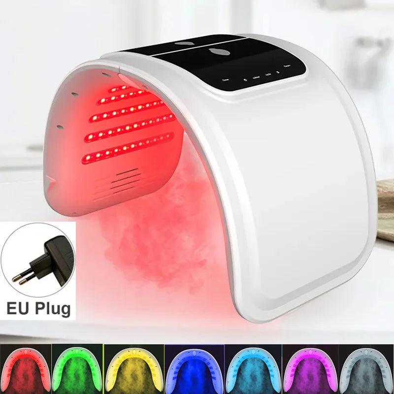 Light Therapy PDT LED Facial Mask with 7 Color Options and Nano Spray for Skin Rejuvenation and Anti-Aging Treatment