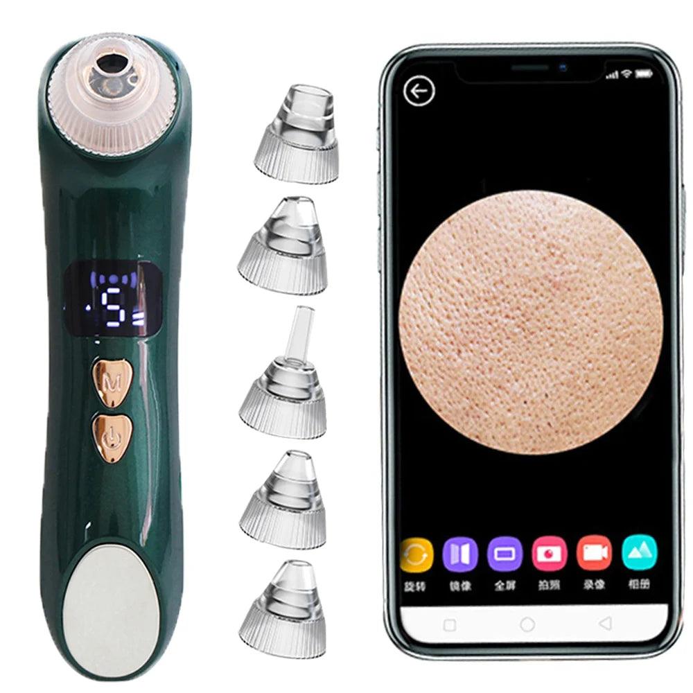 Blackhead Remover Pore Vacuum Camera Pore Cleaner Acne Remover Electric Heating Nose Face Deep Cleansing WIFI Microscope